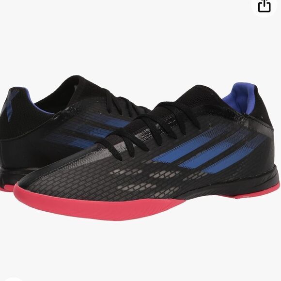 adidas Unisex X Speedflow 3 Indoor Soccer Shoe Black/Sonic Ink/ Blue Sz 7 - Picture 9 of 10